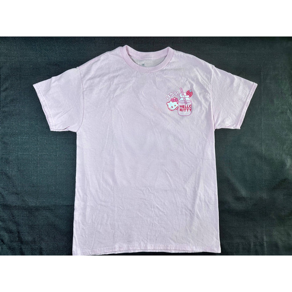 Hello Kitty Strawberry Milk Kawaii Tshirt Sanrio Unisex Size Medium Pink - Picture 2 of 5